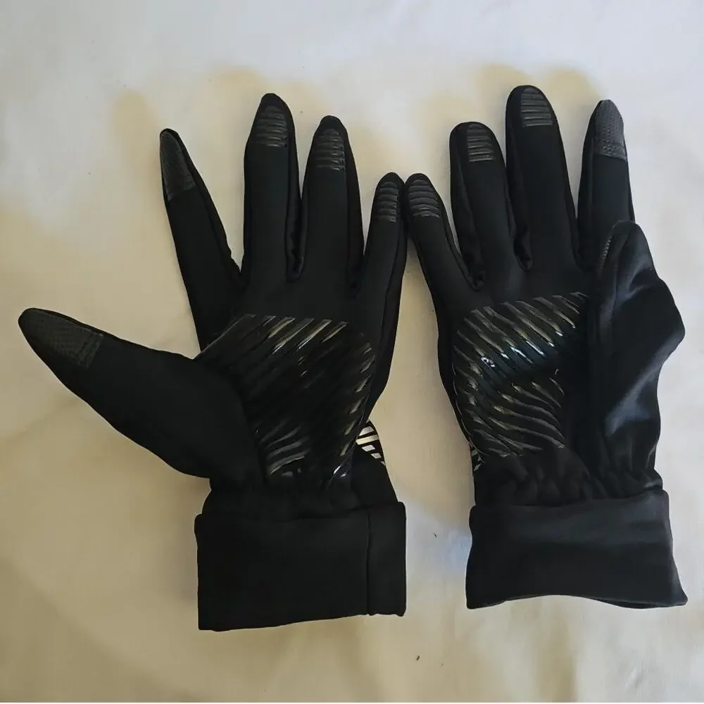 Fleece lined grip gloves for running football touch screen fingertip adult large